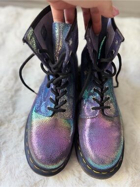 Dr. Martens 1460 Iridescent Holographic Leather Boots Purple Rainbow US 6 EU 39